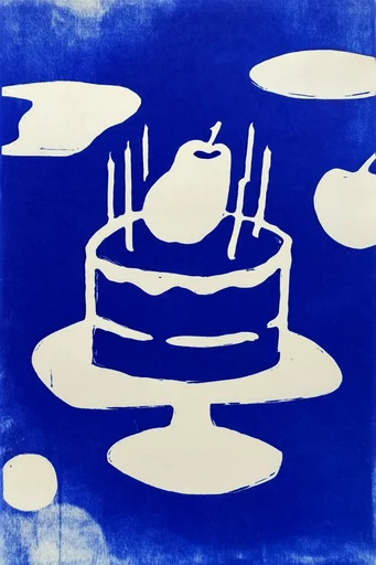 Monochrome Cobalt Surrealism style reference image — paper grain texture