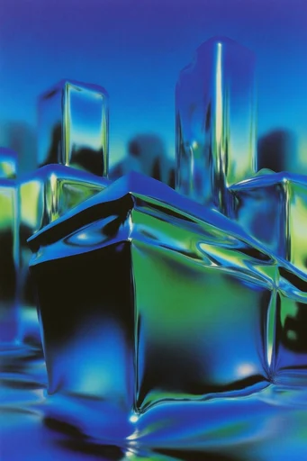 Luminous Liquid Surrealism style reference image — liquid holographic chrome