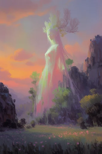 Ethereal Twilight Narratives style reference image — painterly digital illustration