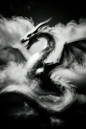 Monochrome Ethereal Tempest style reference image — grainy charcoal texture