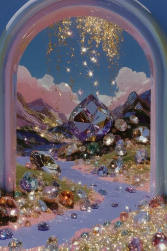 Opulent Gemstone Surrealism style AI image example 2