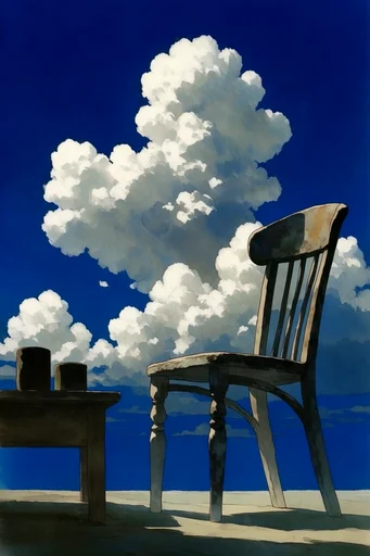 Nostalgic Cobalt Surrealism style reference image — cobalt blue sky
