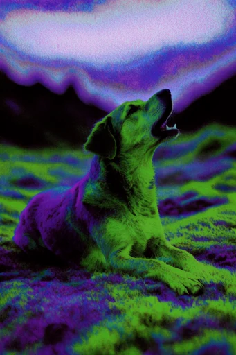 Neon Grain Surrealism style reference image — retro-futuristic silhouette