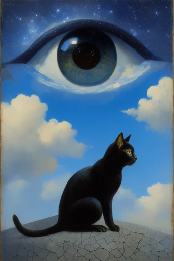 Metaphysical Celestial Surrealism style reference image — classical brushwork