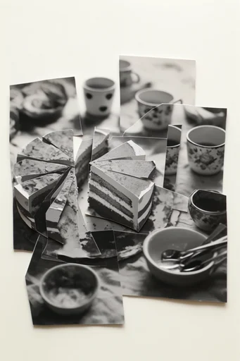 Deconstructed Monochrome Surrealism style reference image — dadaist composition
