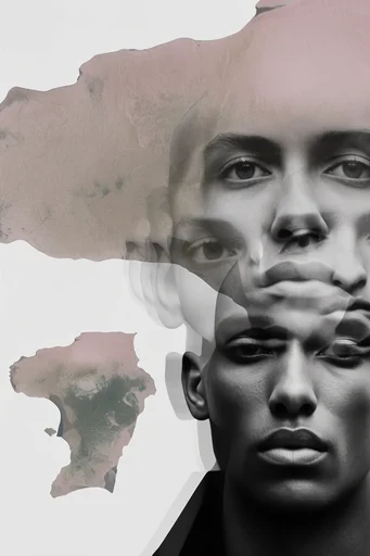 Fragmented Monochrome Surrealism style reference image — high-contrast studio portrait