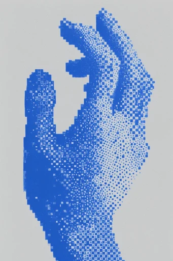 Cobalt Pixel Op-Art style reference image — pixelated halftone