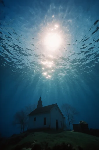Luminous Abyssal Silhouette style reference image — shimmering sun rays