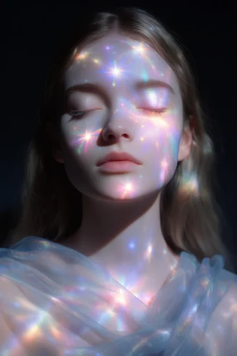 Ethereal Celestial Portraits style reference image — vintage film grain