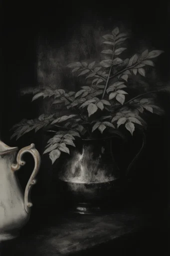 Atmospheric Gothic Tonalism style reference image — heavy impasto oil painting