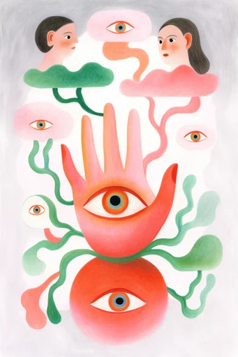 Ethereal Pastel Surrealism style reference image — biomorphic shapes