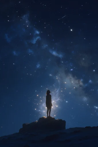 Ethereal Celestial Dreamscapes style reference image — deep indigo palette