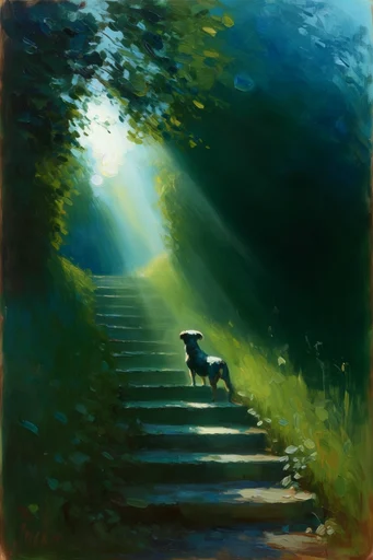 Luminous Sylvan Impressionism style reference image — dreamy overgrown nature