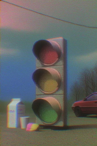 Nostalgic Glitch Dreamscape style reference image — pastel vaporwave