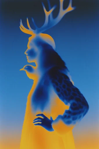 Ethereal Retro-Chromatic Surrealism style reference image — duotone color palette