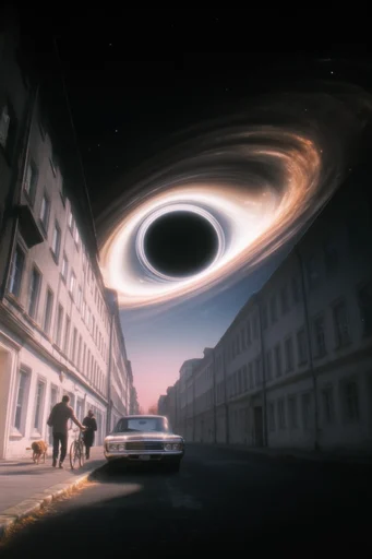 Sublime Celestial Singularity style reference image — gravitational lensing