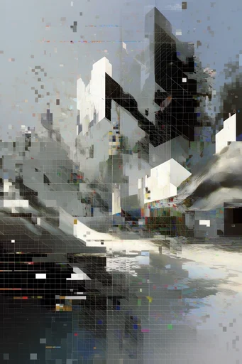 Fragmented Digital Elegance style reference image — pixel sorting