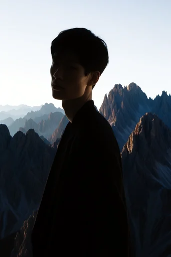 Monochromatic Sculptural Noir style reference image — high-contrast silhouette