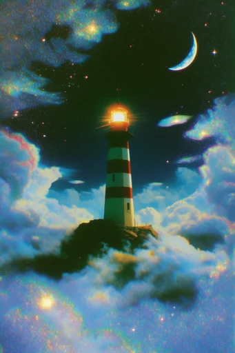 Nocturnal Retro Surrealism style reference image — stippled glow
