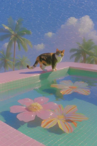 Ethereal Pastel Poolcore style reference image — surreal indoor oasis