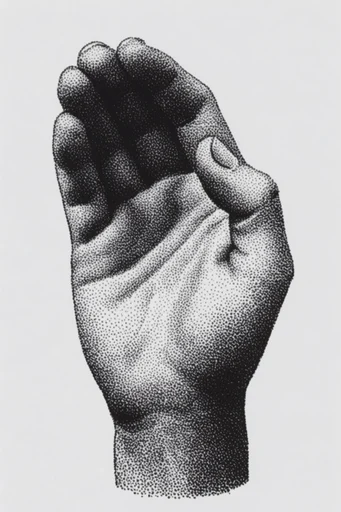 Graphic Monochromatic Printwork style reference image — coarse halftone screen