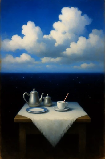Celestial Surrealist Oil style reference image — magical realism