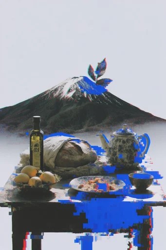 Digital Glitch Surrealism style reference image — chroma blue artifacts