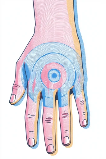 Graphic Print Illustration style reference image — limited CMYK pastel palette