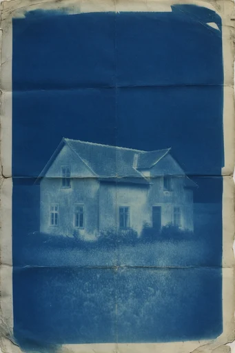 Architectural Cyanotype Abstraction style AI image example 4