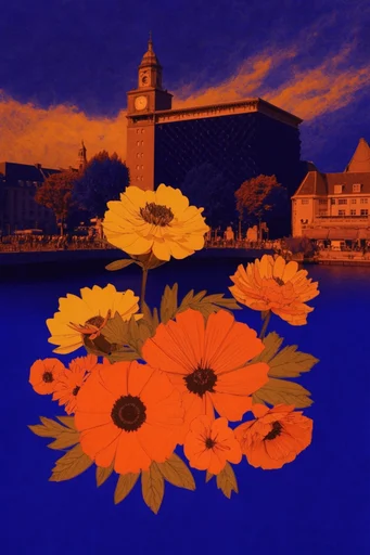 Cobalt Botanical Fauvism style reference image — cobalt blue background