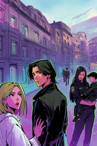 Neon Synthwave Graphic Noir style reference image — cyberpunk graphic novel style