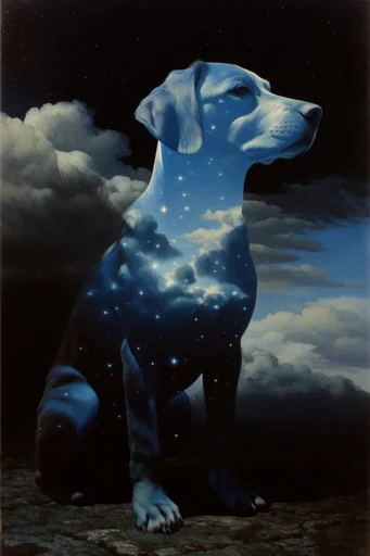 Celestial Surrealist Chiaroscuro style reference image — starry void