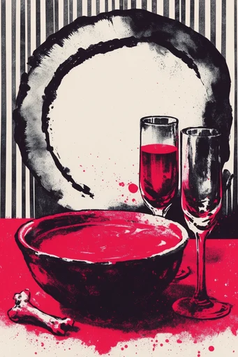Gritty Crimson Noir style reference image — crimson red and black palette