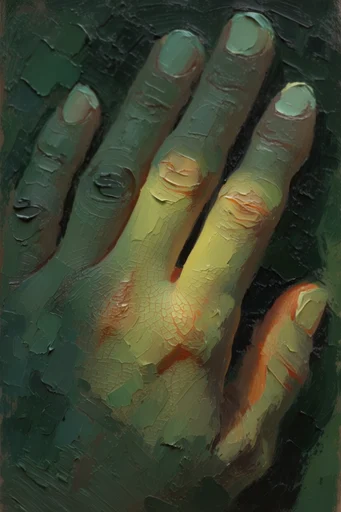 Tactile Emerald Minimalism style reference image — tactile palette knife texture