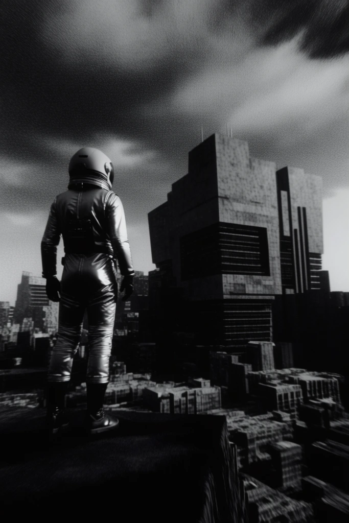 Monolithic Brutalist Noir style AI image example 1