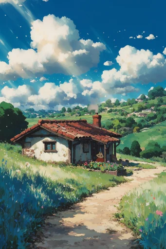 Luminous Anime Pastoralism style AI image example 4