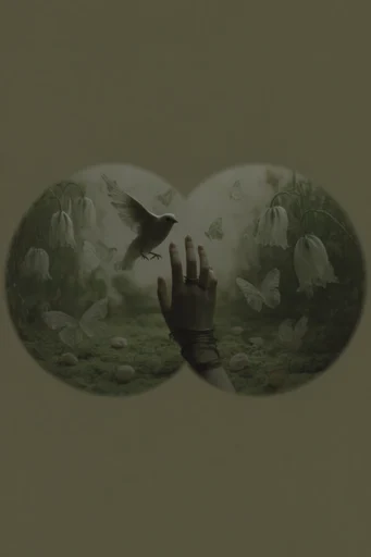 Geometric Voyeuristic Surrealism style reference image — desaturated earth tones
