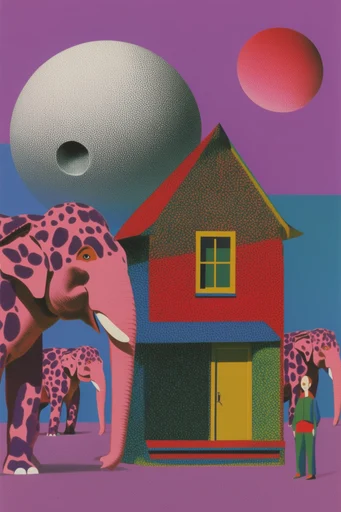 Graphic Surrealist Collage style AI image example 4