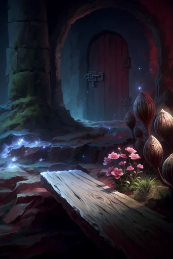 Luminous Crimson Arcana style reference image — magical atmosphere