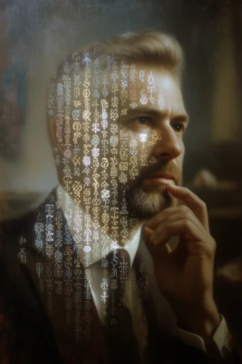 Luminous Digital Archeology style reference image — luminous symbolic geometry