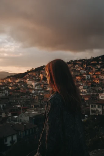 Atmospheric Cinematic Twilight style reference image — film grain texture