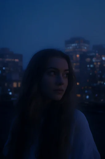 Cinematic Blue Solitude style reference image — melancholic solitude