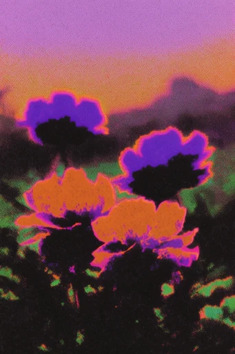 Surreal Analog Neon style reference image — high-contrast lithography