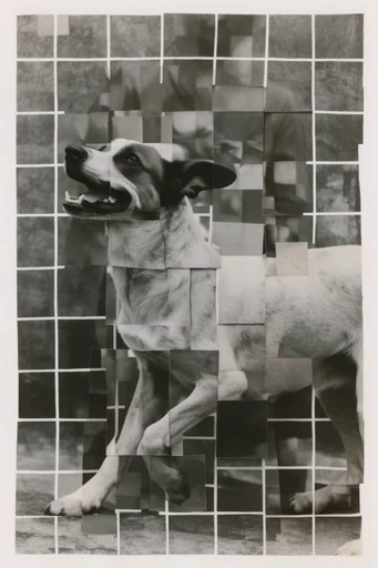 Fragmented Monochrome Surrealism style reference image — digital glitch artifacts