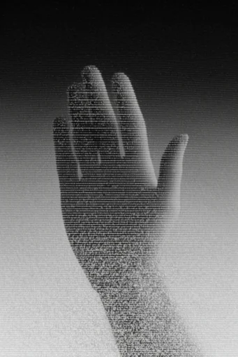 Monochrome Lo-Fi Brutalism style reference image — distressed xerox texture