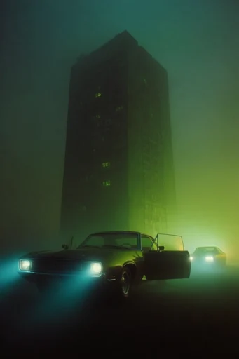 Cinematic Neon Noir style reference image — cyan and teal palette
