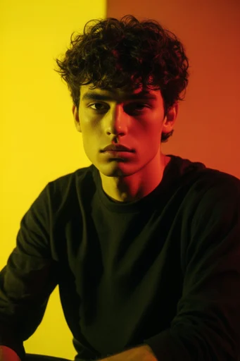 High-Contrast Avant-Garde Editorial style reference image — sharp skin texture