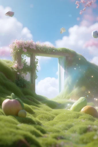 Ethereal Mossy Surrealism style reference image — surreal moss-covered landscape