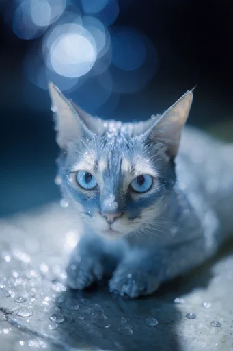 Ethereal Nocturnal Cyan style reference image — high-contrast rim lighting