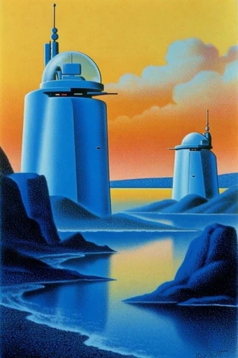 Surreal Airbrush Dreamscape style reference image — high-contrast color blocking